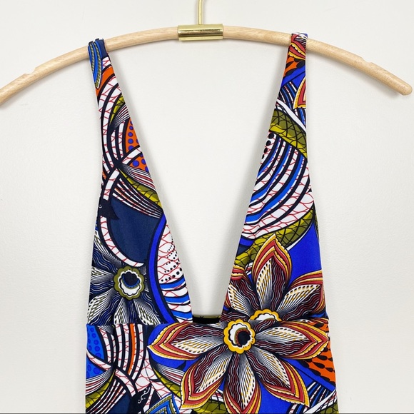 ZARA Floral Print Plunge One Piece Swimsuit S New - Picture 3 of 7